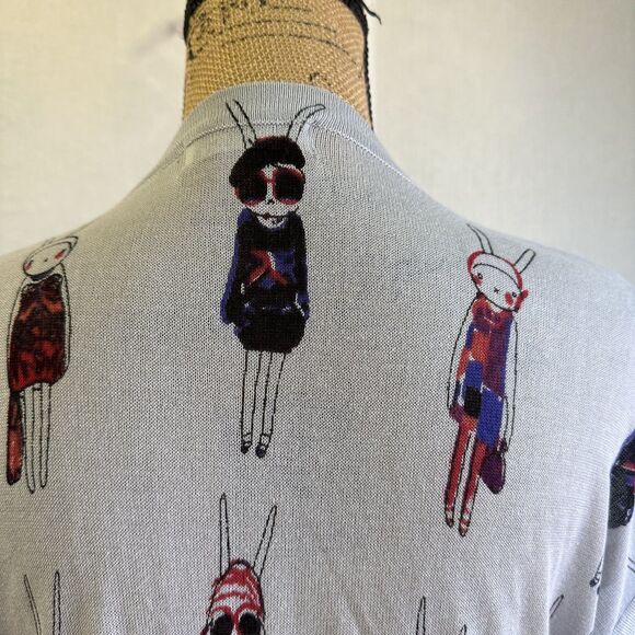 Purplish London Whimsical Gray Stylized Bunny Cap Sleeve Sweater Vest One Size - Picture 5 of 11